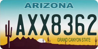 AZ license plate AXX8362
