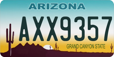 AZ license plate AXX9357