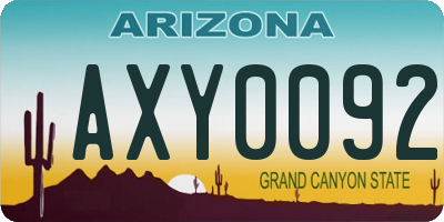 AZ license plate AXY0092