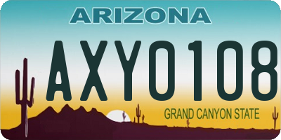 AZ license plate AXY0108