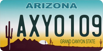 AZ license plate AXY0109