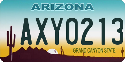AZ license plate AXY0213