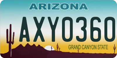 AZ license plate AXY0360