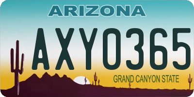AZ license plate AXY0365