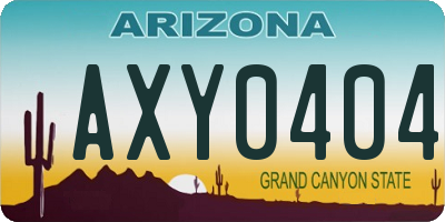 AZ license plate AXY0404