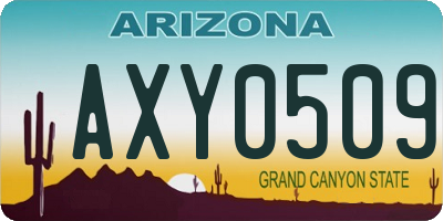 AZ license plate AXY0509
