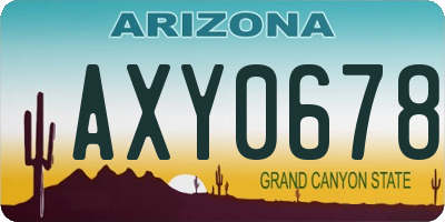 AZ license plate AXY0678