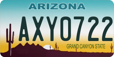 AZ license plate AXY0722