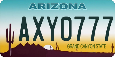 AZ license plate AXY0777