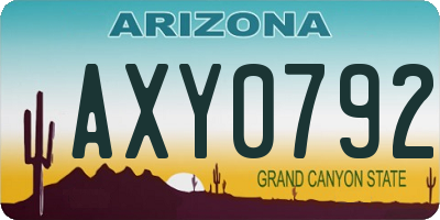 AZ license plate AXY0792