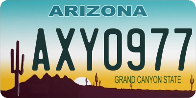 AZ license plate AXY0977