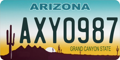 AZ license plate AXY0987