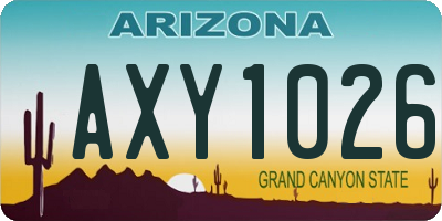 AZ license plate AXY1026