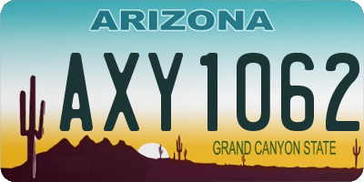 AZ license plate AXY1062