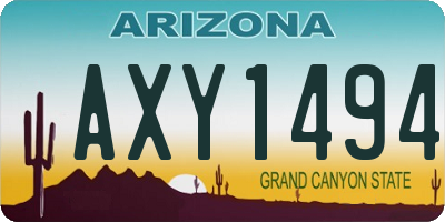 AZ license plate AXY1494