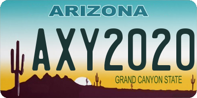 AZ license plate AXY2020