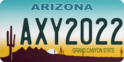 AZ license plate AXY2022