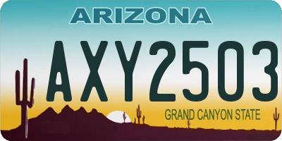 AZ license plate AXY2503