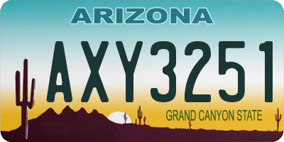 AZ license plate AXY3251
