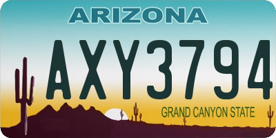 AZ license plate AXY3794