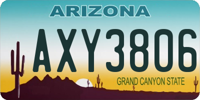 AZ license plate AXY3806