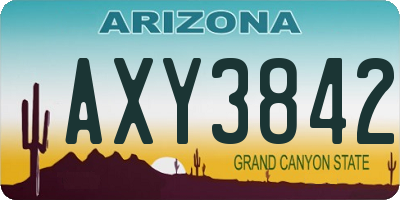 AZ license plate AXY3842