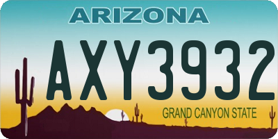 AZ license plate AXY3932