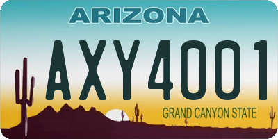 AZ license plate AXY4001