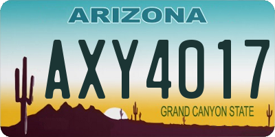 AZ license plate AXY4017