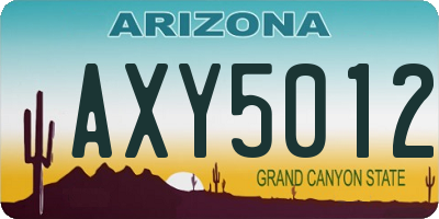 AZ license plate AXY5012