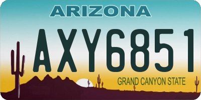 AZ license plate AXY6851