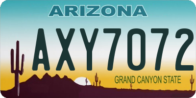 AZ license plate AXY7072