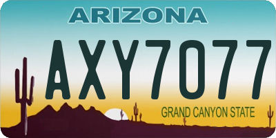 AZ license plate AXY7077