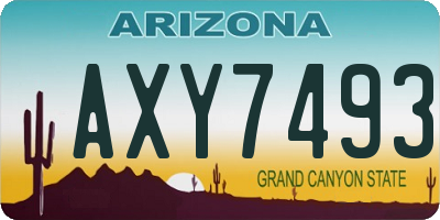 AZ license plate AXY7493