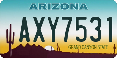 AZ license plate AXY7531