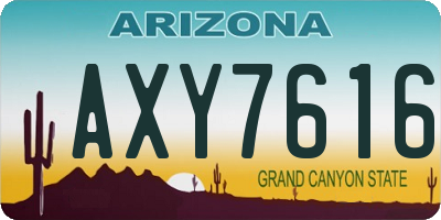 AZ license plate AXY7616