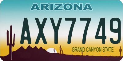 AZ license plate AXY7749