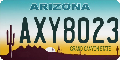 AZ license plate AXY8023
