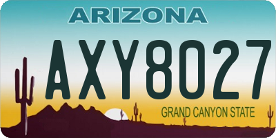 AZ license plate AXY8027