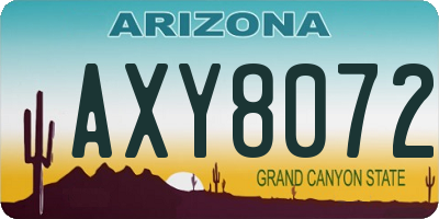 AZ license plate AXY8072