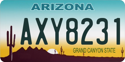 AZ license plate AXY8231