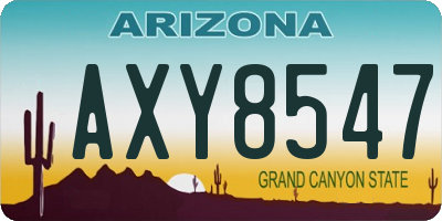 AZ license plate AXY8547