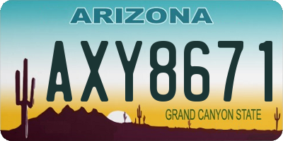 AZ license plate AXY8671