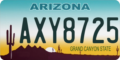 AZ license plate AXY8725