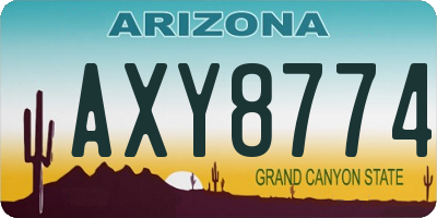 AZ license plate AXY8774