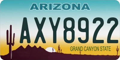AZ license plate AXY8922