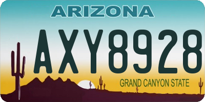 AZ license plate AXY8928