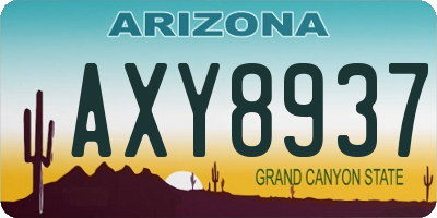 AZ license plate AXY8937