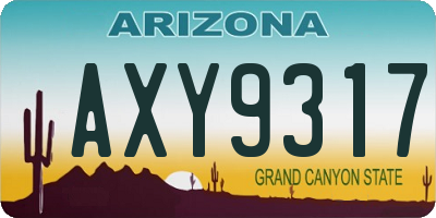 AZ license plate AXY9317