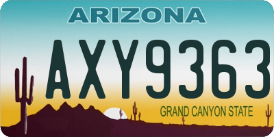 AZ license plate AXY9363